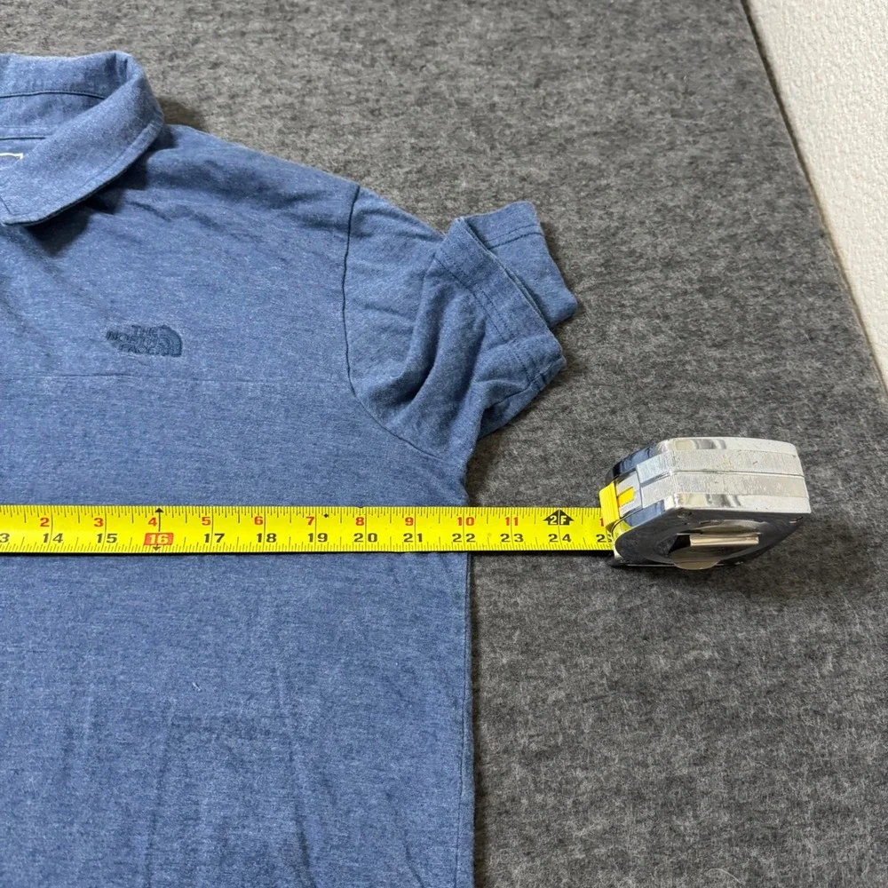 The North Face Mens Blue Heathered Cotton Lyocell Short Sleeve Polo Shirt Large